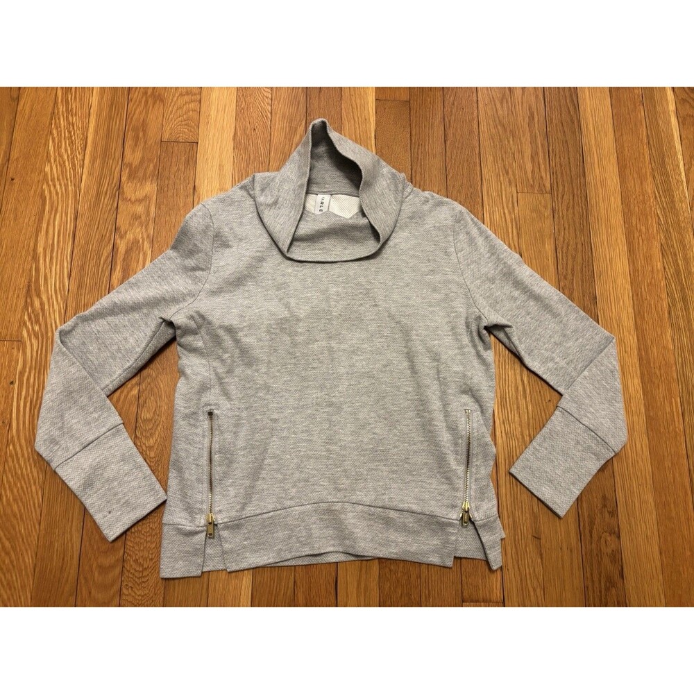 Varley XS Clement Sweat Heather Grey Pullover Sweatshirt Mock Neck Zippers